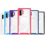 Wholesale Galaxy Note 10 Clear Dual Defense Hybrid Case (Hot Pink)